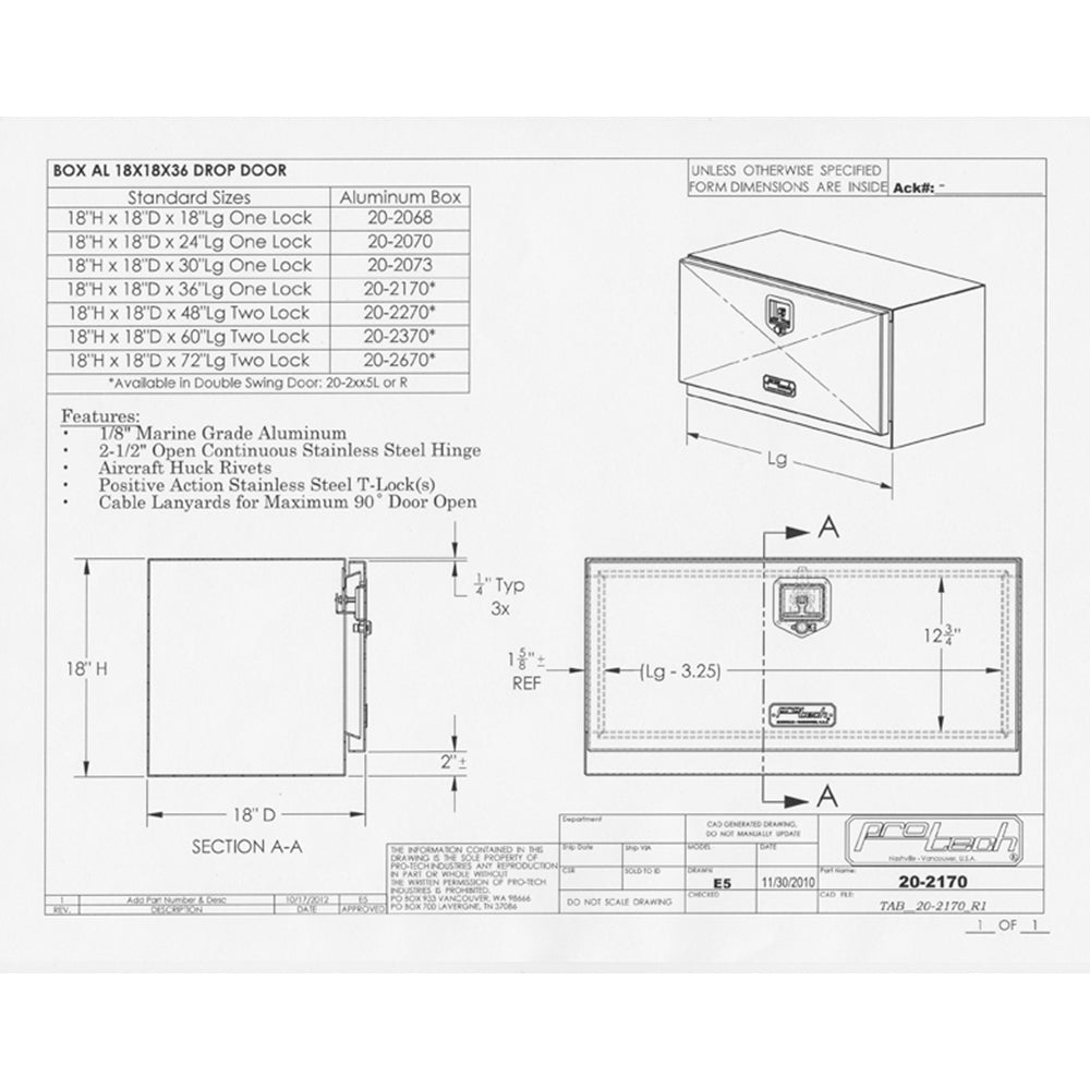 36"L x 18"H x 18"D Aluminum Box with Single Door