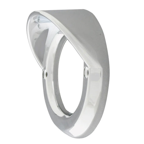 2" Chrome plastic light bezel with visor, close-up