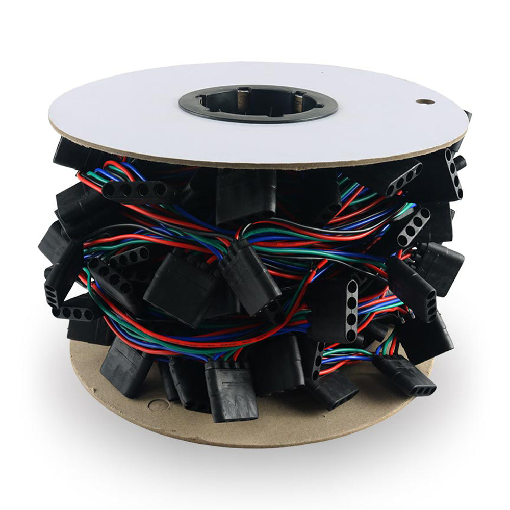 100ft RGB Wire Harness with 12" Spacing Female Bullet Connectors