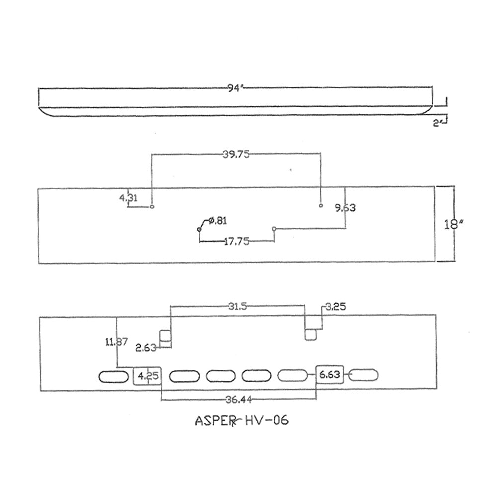 18" Peterbilt 389 Bumper with Rolled End and 6 Oval Cutouts