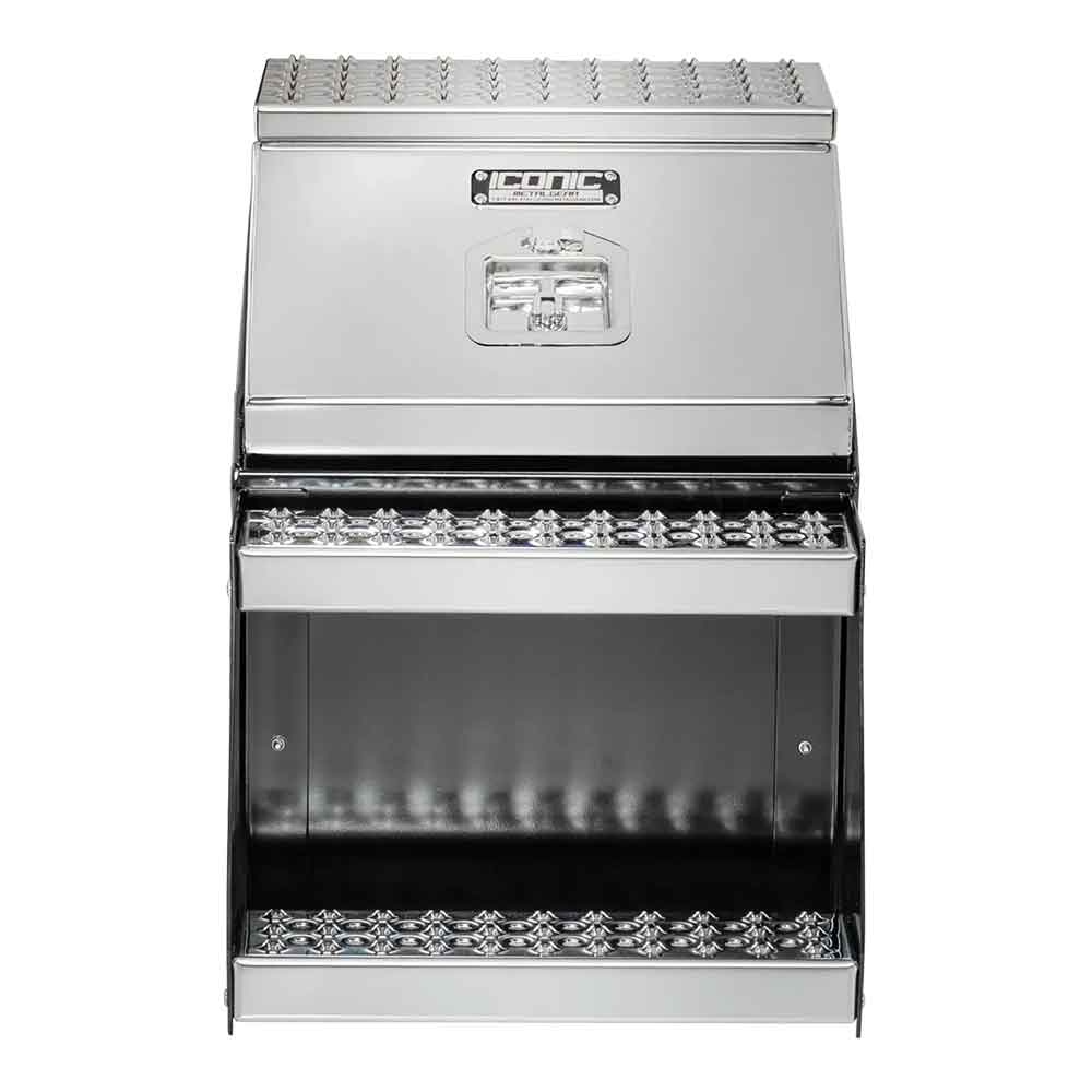 18" Wide Mouth Aluminum Step Box with Semi-Gloss Black Design