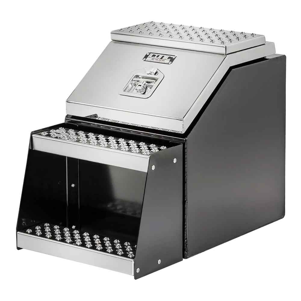 18" Wide Mouth Aluminum Step Box with Semi-Gloss Black Design