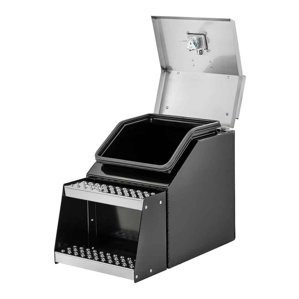 24" Wide Mouth Aluminum Step Box with Semi-Gloss Black Design