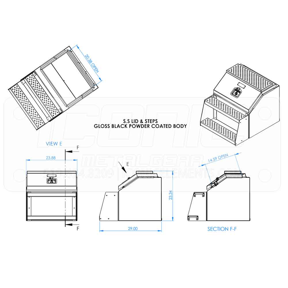 24" Wide Mouth Aluminum Step Box with Semi-Gloss Black Design