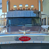 15" Peterbilt 589 Stainless Steel Drop Visor for Mid & High Roofs