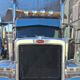 15" x 11" Peterbilt 589 Stainless Steel Bow-Tie Visor for Mid & High Roofs