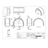 Black Fiberglass Single Axle Fender with 2" Side Drop