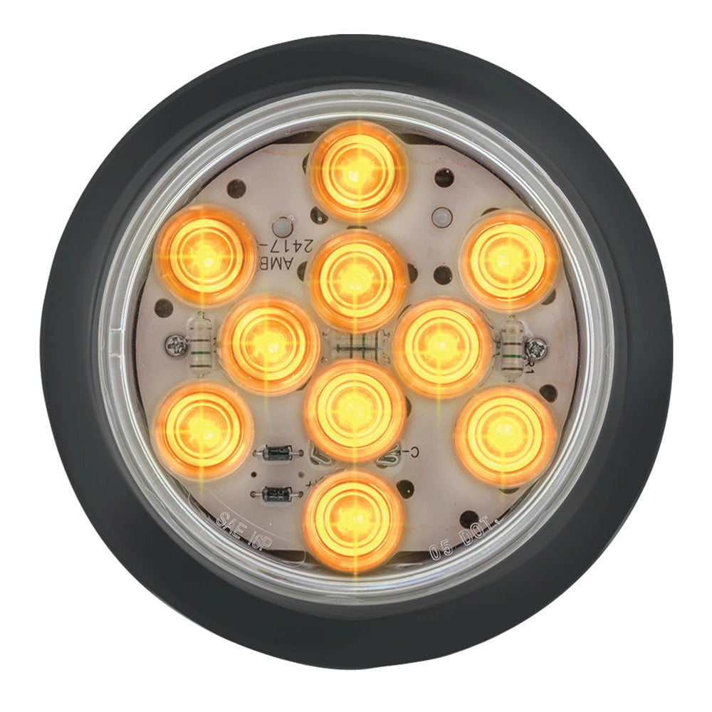 Amber/Clear 4" Mega 10 Series LED Light with Grommet