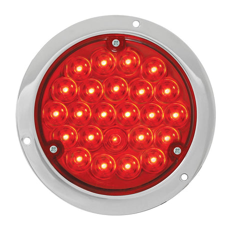 Closer view of 4" Round pearl LED light in housing with 1157 plug