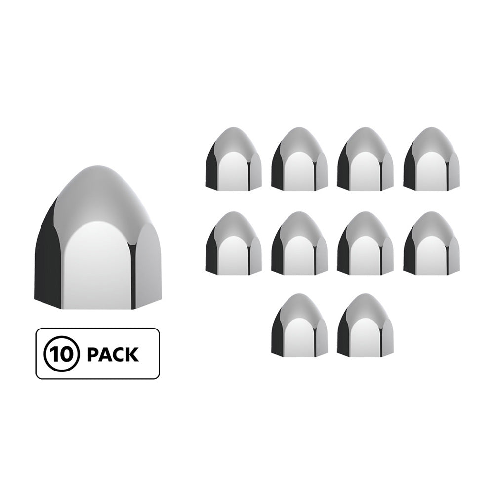 Chrome Plastic Bullet Nut Cover 3/4" X 1-3/8" - Push-On (10-Pack)