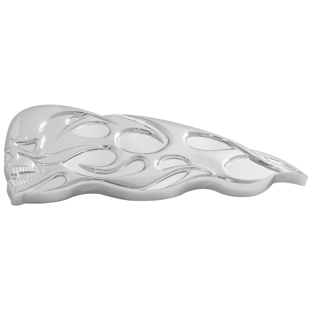 3D RH Chrome Large Flamed Skull Accent Stud Mount