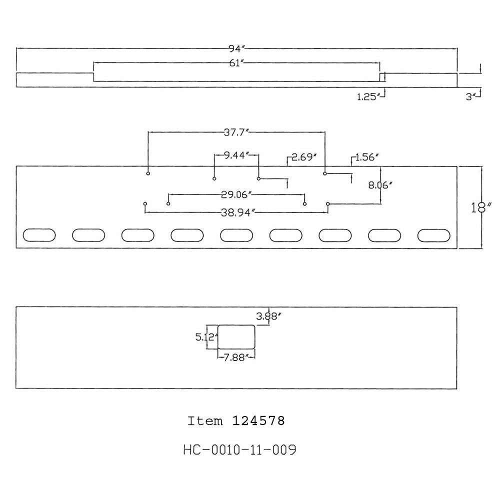 Peterbilt 378, 379 18" Boxed End Chrome Bumper