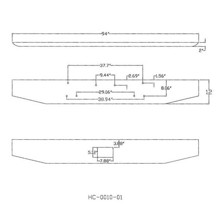 Peterbilt 378, 379 12" tapered chrome bumper, close-up