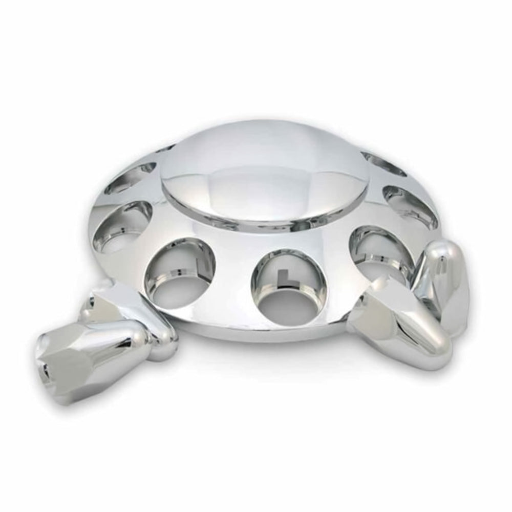 Chrome Front Axle Cover Kit with Removable Hubcap and 1-1/2" Push On Nut Covers