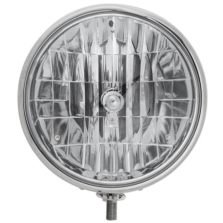 9-1/2" Stainless headlight housing with 9007 bulb, close-up
