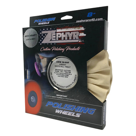 Zephyr 8" white mill treated buffing wheel