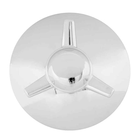 Chrome left hand spinner front hubcap 7/16" lip (variant 2), close-up