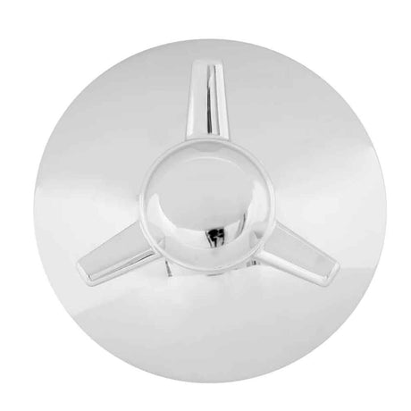 Chrome left spinner front hubcap 1" lip, closer view