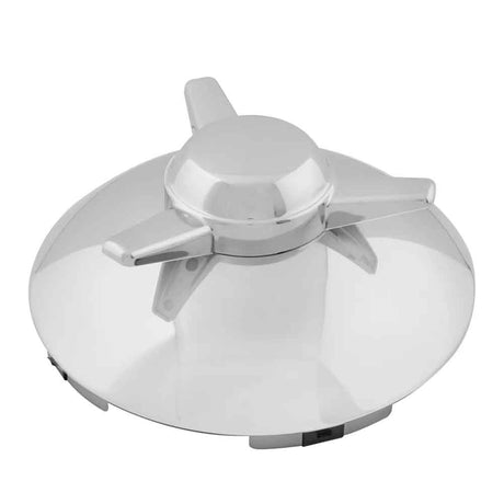 Universal chrome L/h spinner front hubcap 1" lip, close-up