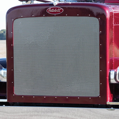 Peterbilt 386 punched grill up close