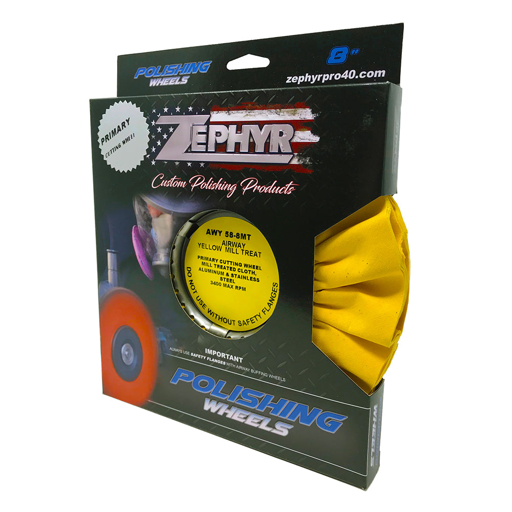 Zephyr 8" Yellow Mill Treated Buffing Wheel