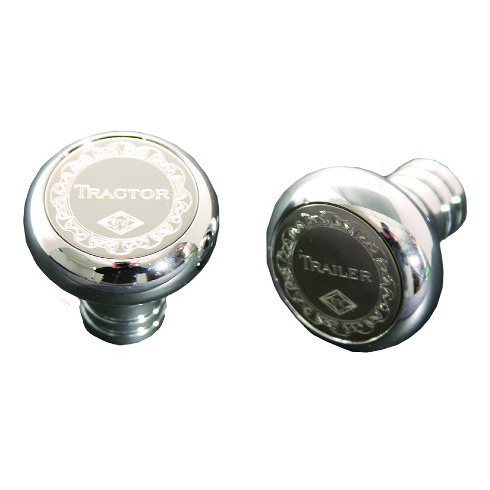 KW Chrome Tractor & Trailer Air Valve Knobs Thread