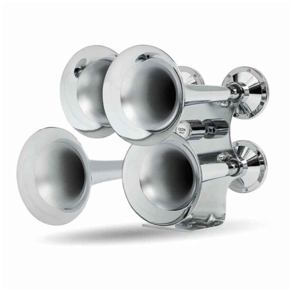 Compact Extra Loud 4 Trumpet Chrome Train Horns