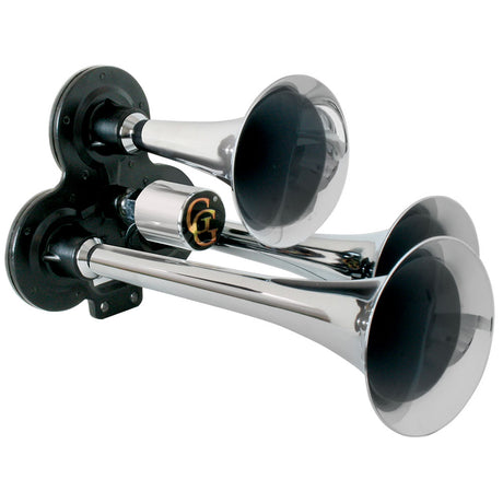 Little general chrome air horns, close-up