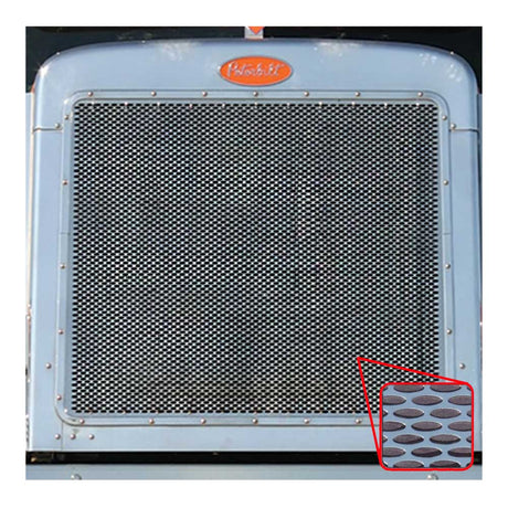 Peterbilt 379 extended hood horizontal oval punched grille, close-up