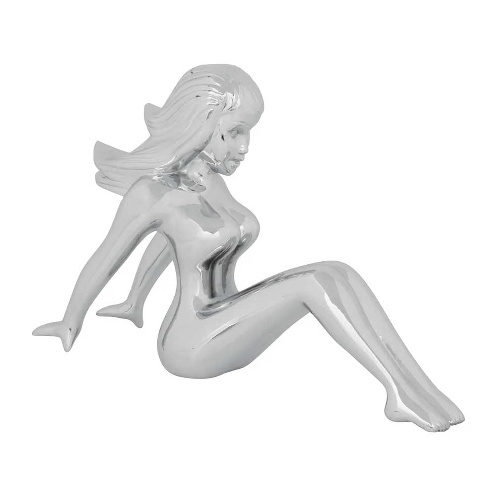 Chrome Die Cast Sitting Lady Hood Ornament