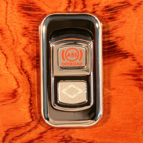 Chrome rocker switch actuator buttons with LED for Peterbilt, closer view