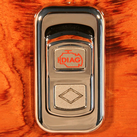 Chrome rocker switch actuator buttons with LED for Peterbilt shown closer