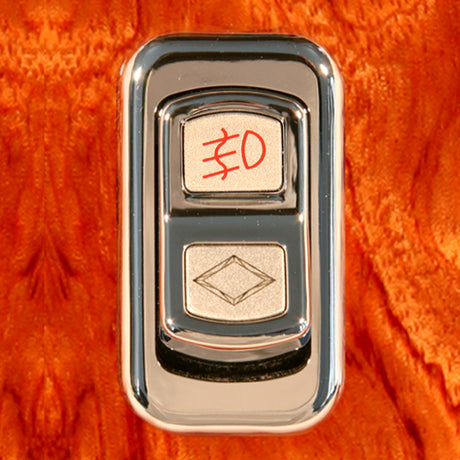Close-up of chrome rocker switch actuator buttons with LED for Peterbilt, detail
