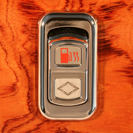 Close-up of chrome rocker switch actuator buttons with LED for Peterbilt, up close
