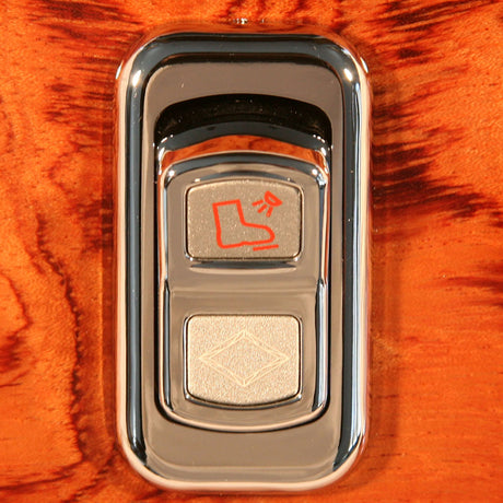 Close-up of chrome rocker switch actuator buttons with LED for Peterbilt, closer detail