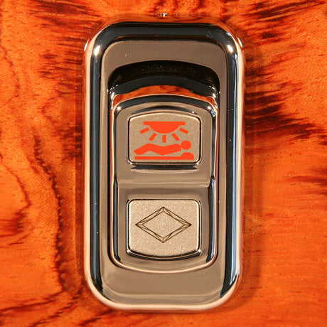 Closer view of chrome rocker switch actuator buttons with LED for Peterbilt, another angle