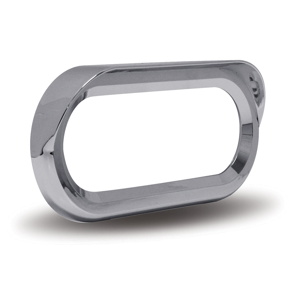 6" Oval Chrome Snap-On Light Bezel with Visor