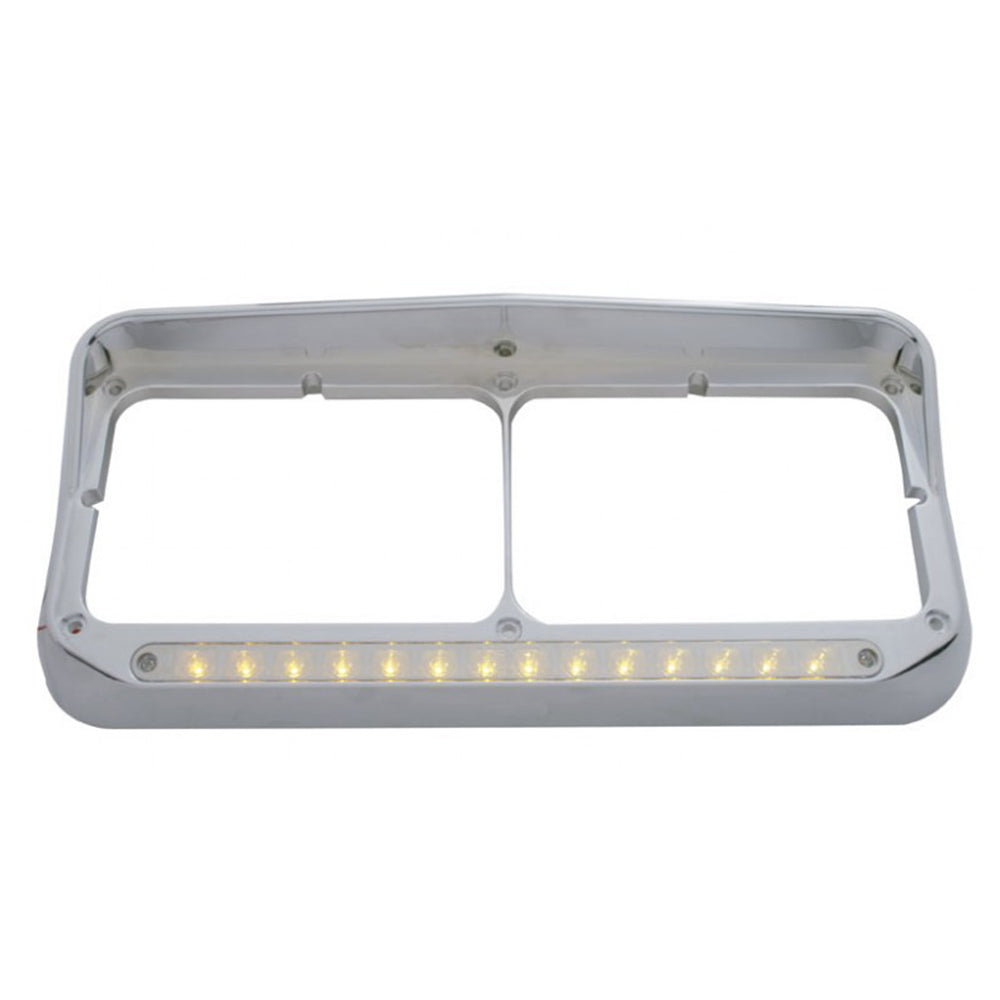 Chrome Dual Headlight Bezel w/Visor Mirror 14 LED
