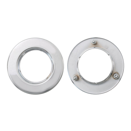 2-1/2" Stainless steel round invisible stud flange mount rim, close-up