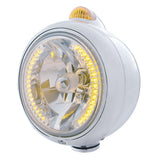 Stainless Steel Guide Headlight with 34 Amber LED H4 Bulb and Dual              Function Amber LED