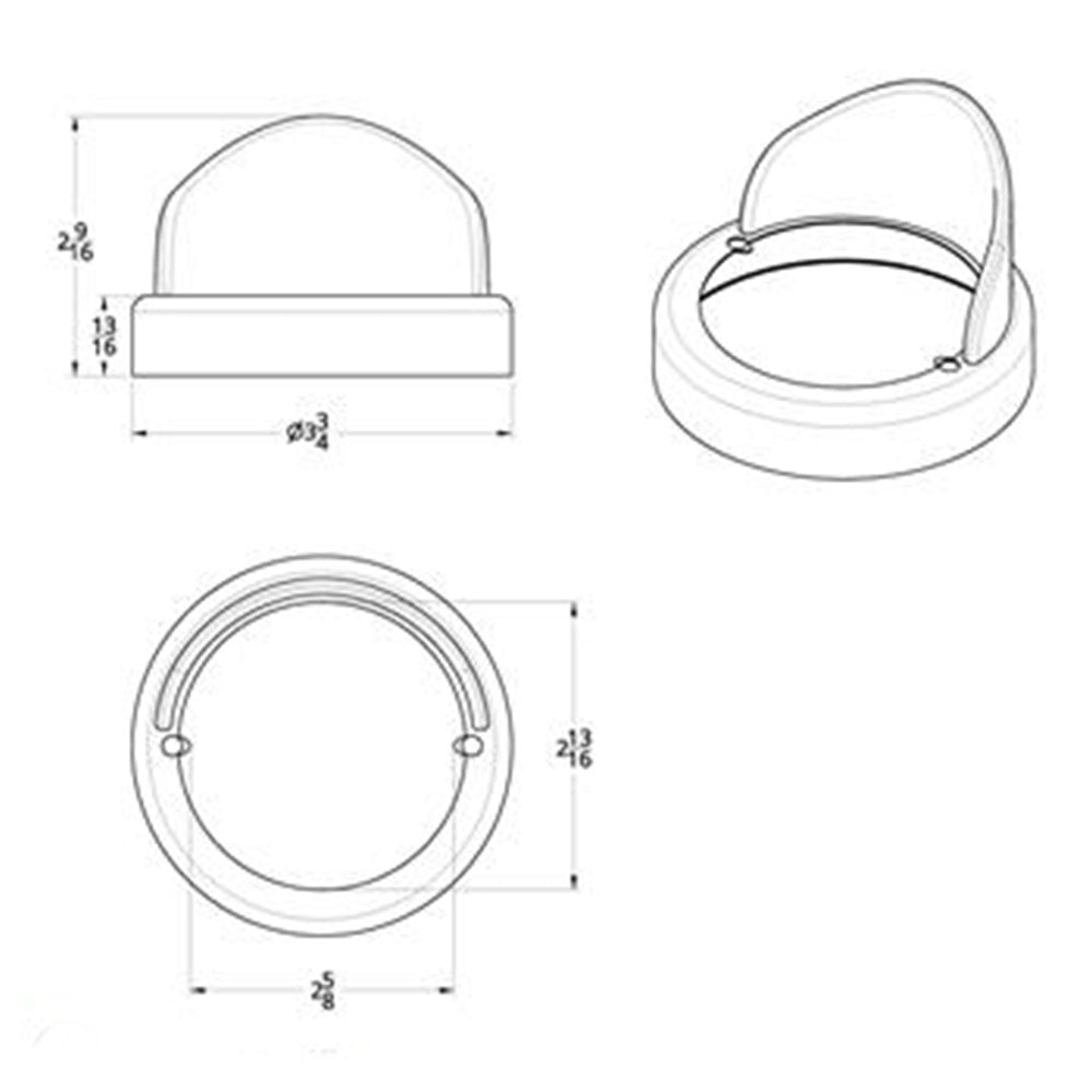 Chrome Plastic Bezel with Visor for Truck-Lite Style Cab Light