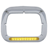 Amber/Amber LED Chrome Headlight Bezel with Visor