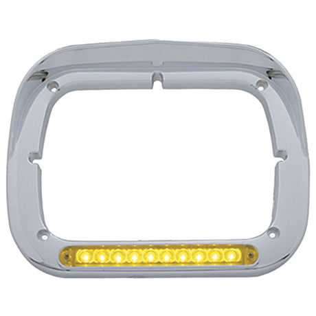 Amber/amber LED chrome headlight bezel with visor