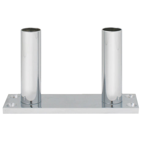 4" Chrome floor mount train horn stand, close-up