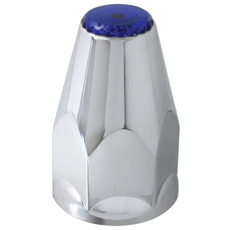 Close-up of 33mm Chrome plastic reflective nut covers - push on