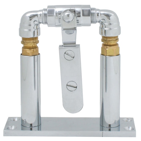 4" Chrome air valve lever and stand, close-up