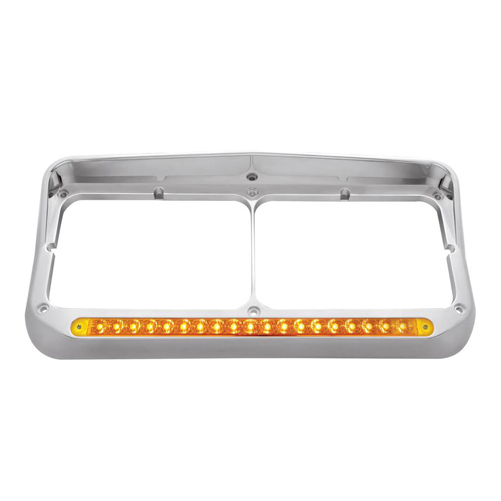 Rectangle Dual Headlight Bezel 19 LED Amber/Amber