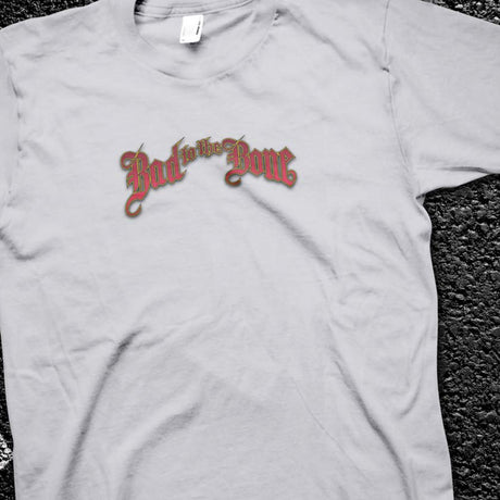 3X Bad to the bone gray t-shirt, close-up