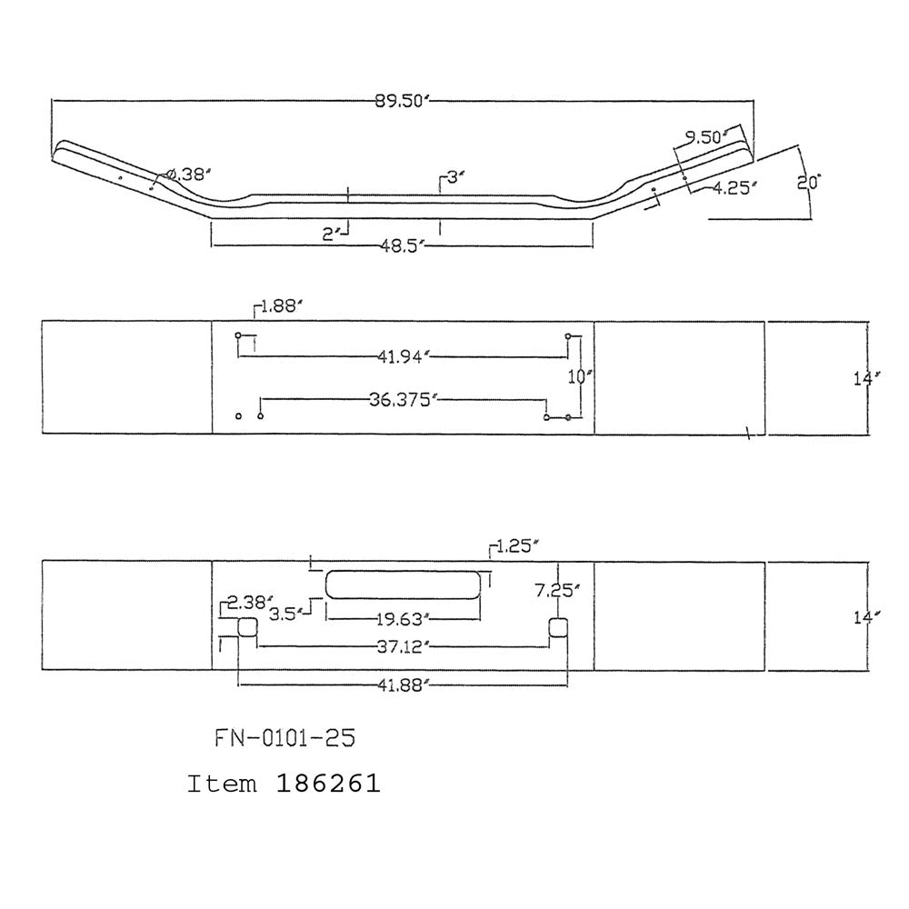 Kenworth T800B 14" Open End Chrome Bumper
