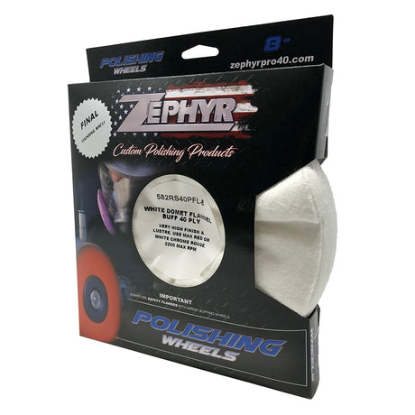 Zephyr 8" white domet flannel 40-Ply buffing wheel